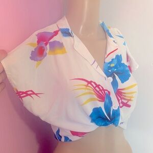 Vintage Floral // Hawaiian Capped Blouse California Crush